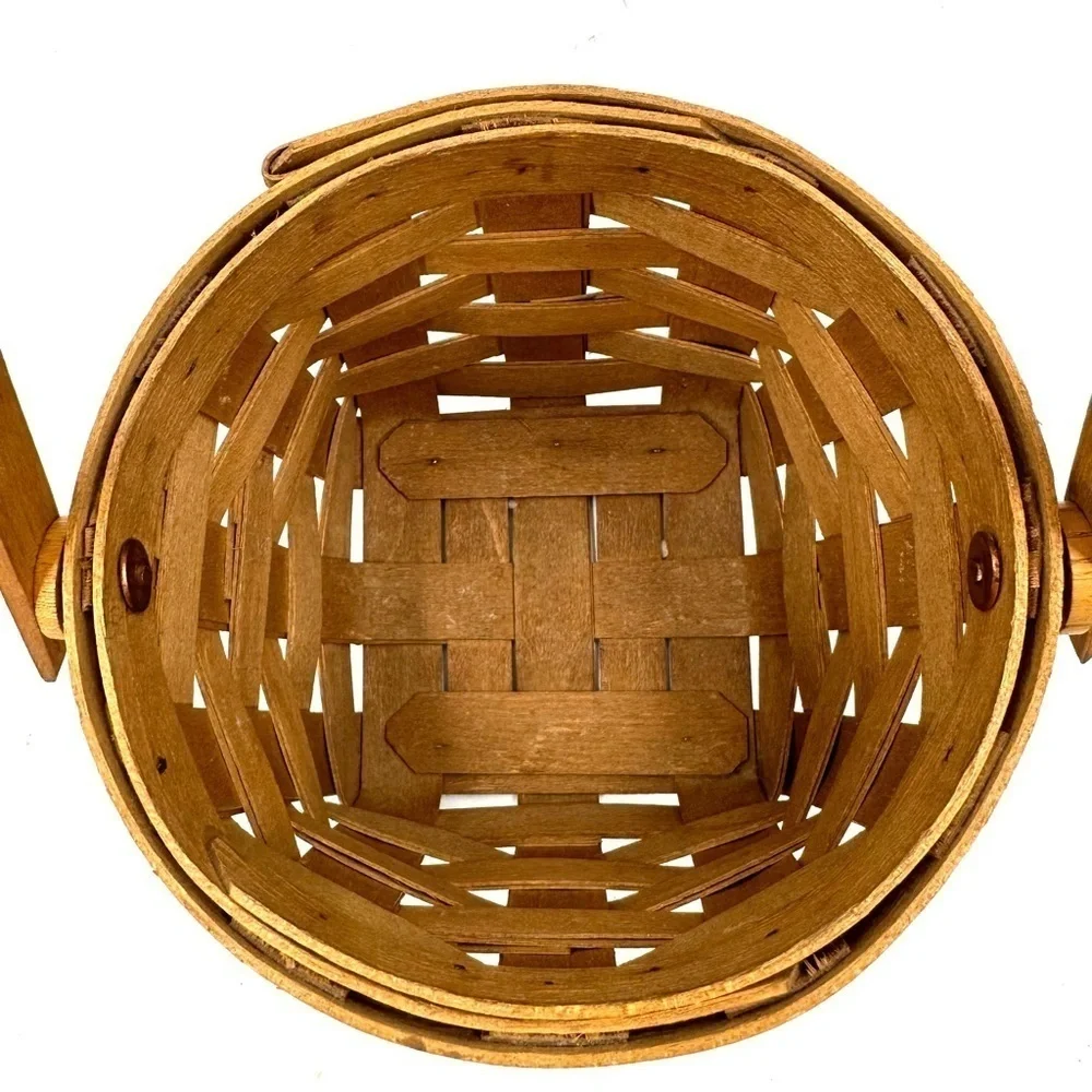 Vtg Longaberger 1988 Measuring Basket Round Swing Handle Square Bottom USA PJF